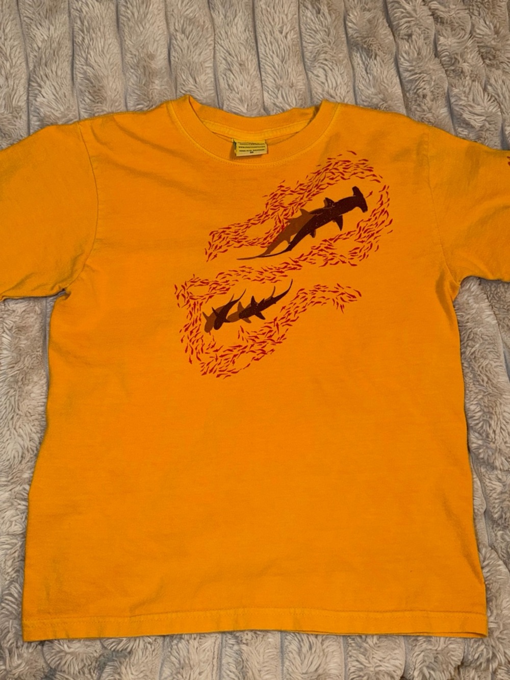 Boys' Orange Shark Print Short Sleeve Tee